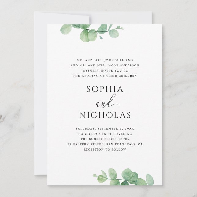 Invitation Greenery Eucalyptus Wedding | Elegant Botanical (Devant)