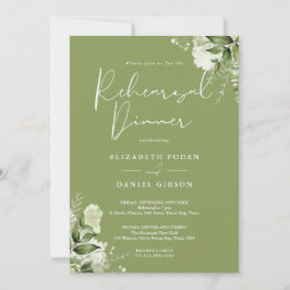 Invitation Greenery Floral Moss Green Rehearsal Dinner