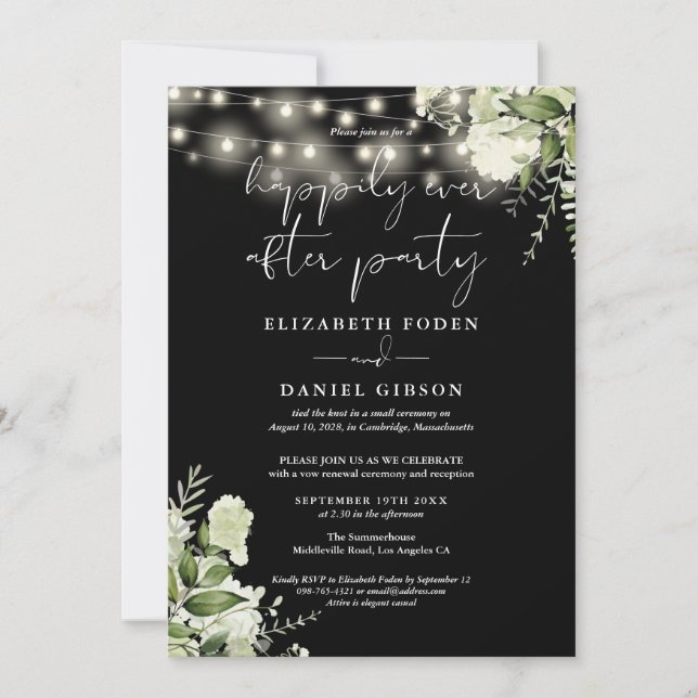 Invitation Greenery Happily Ever After Party Wedding Vows (Devant)