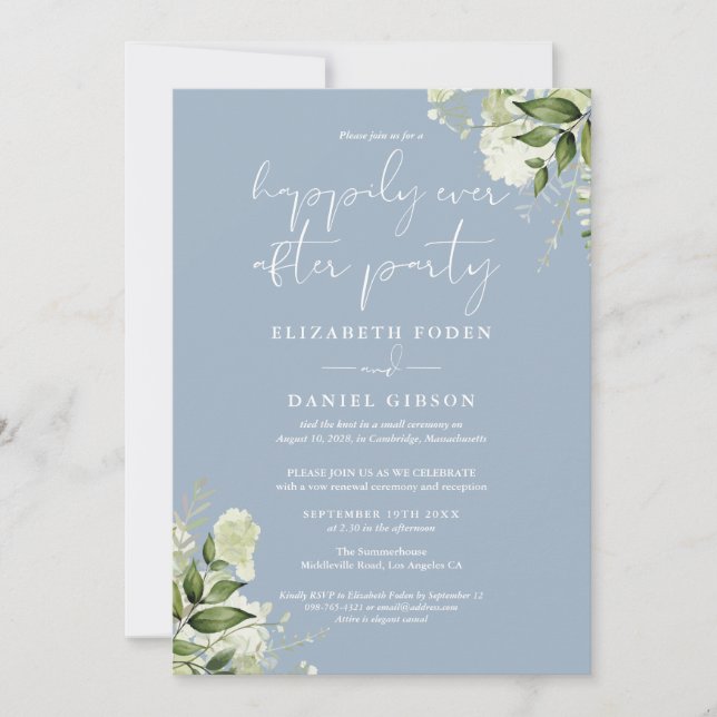 Invitation Greenery Happily Ever After Party Wedding Vows (Devant)