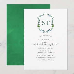 Invitation Greenery Laurel Crest Fête de Mariage