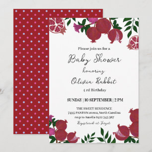 Invitation  Grenade rouge Fête bébé fruit lunatique