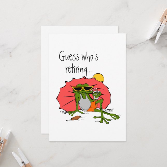 Invitation Grenouille à la fête de la retraite à la plage (Devant/Arrière en situation)