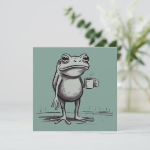 Invitation Grenouille Buvant du Café Mème Grenouille Mystique
