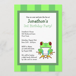 Invitation Grenouille d'arbre mignonne avec l'invitation 5x7
