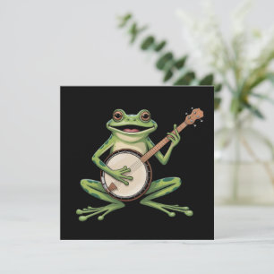 Invitation Grenouille Rétro Jouant du Banjo Amoureux de Musiq