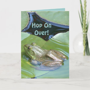 INVITATION GRENOUILLE SUR NÉNUPHAR-"SAUTEZ PAR ICI" (PHOTOG.)