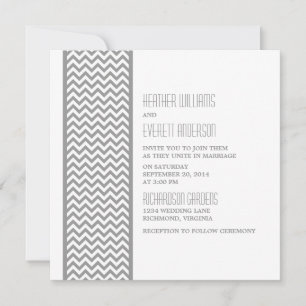 Invitation Grey Chevron Mariage frontalier Inviter