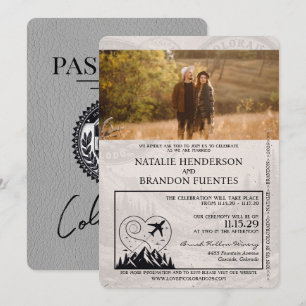 Invitation Grey Colorado Mariage de passeport