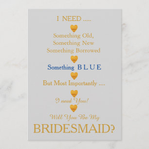 Invitation Grey & Gold avec le coeur Serez-vous ma servante d