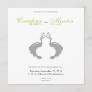 Invitation Grey Peacocks II Mariage Inviter