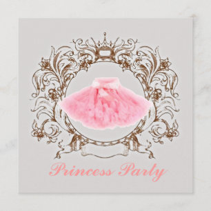 Invitation Grey Pink tutu Princess Anniversaire Fête Invitati