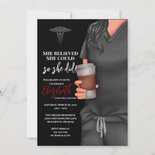 Invitation Grey Scrubs Infirmière École de soins infirmiers I