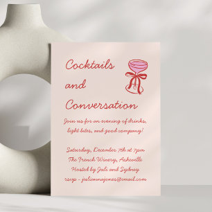 Invitation Gribouillage de cocktail ludique manuscrit Rouge R