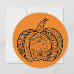 Invitation gribouillages d'Halloween bohème mandala citrouill