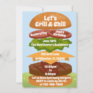 Invitation Grillades et Frigo BBQ Anniversaire Réunion de Fam
