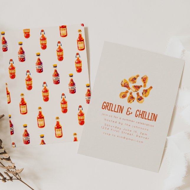 Invitation Grillades et Jardin d'été frais BBQ (Créateur téléchargé)