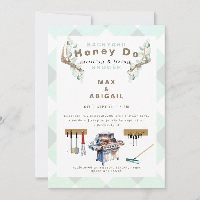 Invitation Grillage et Fixation des agrafes Couples Douche (Devant)