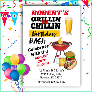 Invitation Grillin Chillin Anniversaire Bassin Barbecue Invit