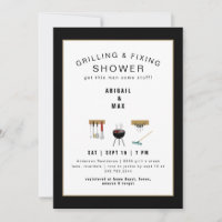Grilling & Fixation Couples Black Shower Invitatio