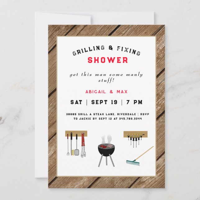 Invitation Grilling & Fixation Couples Wedding shower Rustiqu (Devant)