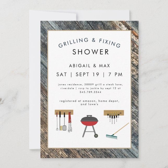 Invitation Grilling & Fixin Couples Wedding Shower  Invitatio (Devant)