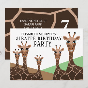 Invitation Grimacerie des girafes, fête d'anniversaire de