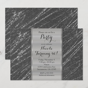 Invitation Gris & Argent Moderne Glam Marbre Stripe Invitatio