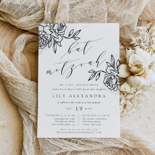 Invitation Gris   Bat mitzvah de jardin secret