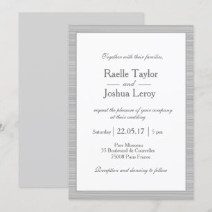 Invitation Gris blanc minimaliste rayures mariage moderne chi