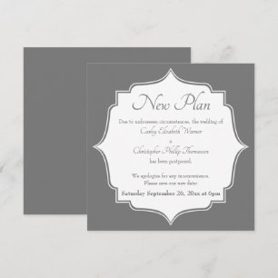 Invitation Gris blanc Nouveau Date reportée Mariage Faire-par