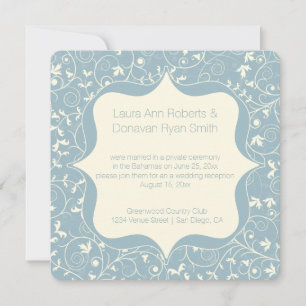Invitation Gris Bleu Poussiéreux et Floral Ivoire Réception U