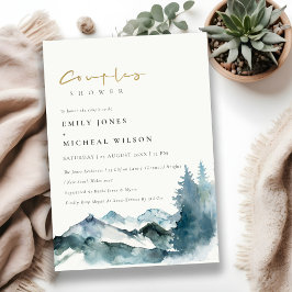 Invitation Gris Blush Blue Mountains Pine Couples Douche