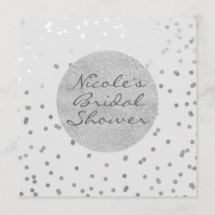 Invitation Gris clair et confettis argentés brillants moderne