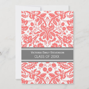 Invitation Gris de corail d'invitation faite sur commande de