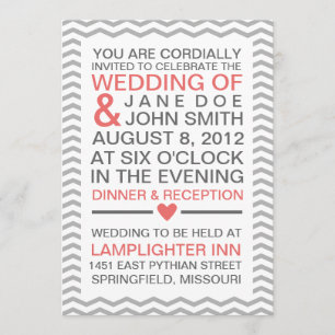 Invitation Gris de corail parfait de Chevron