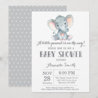 Gris d'invitation de baby shower d'éléphant