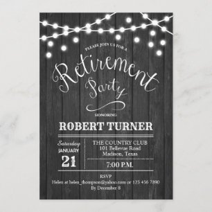 Invitation Gris en bois rustique de partie de retraite