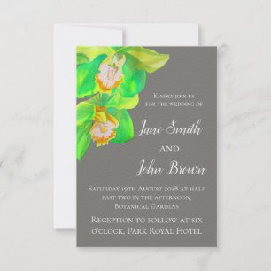 Invitation Gris et blanc moderne simple orchidée mariage