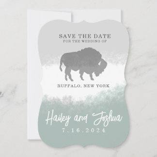 Invitation Gris et Vert Buffalo Enregistrez la Date