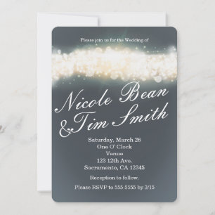Invitation Gris Étincelle Lumière Étincelle Mariage Invitatio