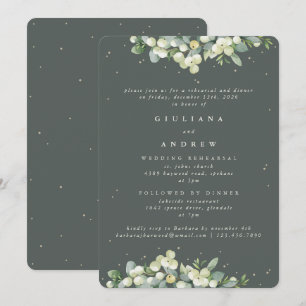 Invitation Gris Green Snowberry+Eucalyptus Mariage répétition