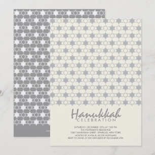 Invitation Gris Hanoukka Étoiles De David Motif Fête Fête