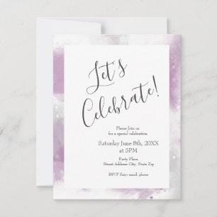 Invitation Gris Mauve Doux et Traits de Pinceau Abstraits Bla