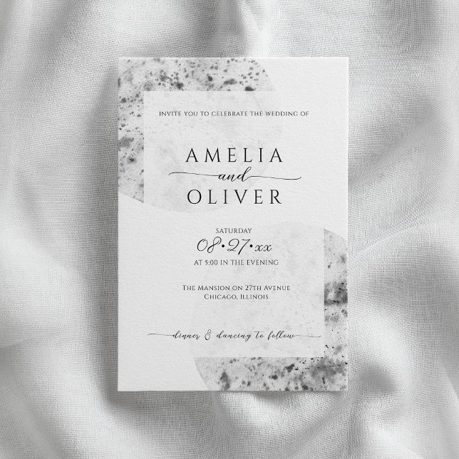 Invitation gris minimaliste | MARIAGE (Créateur téléchargé)