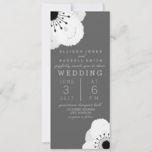Invitation Gris moderne + Mariage d'anémone blanc