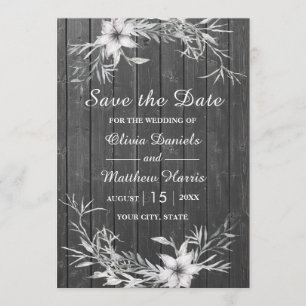 Invitation Gris rustique. Église en bois rustique pour votre 