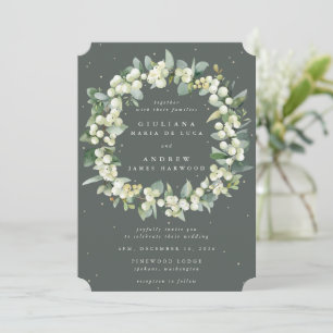 Invitation Gris vert Snowberry+Eucalyptus Mariage de couronne