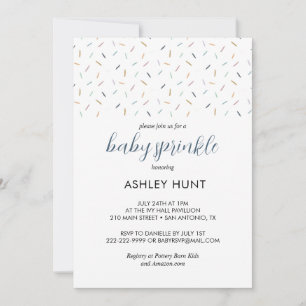 Invitation Grise Bleue pour Baby Sprinkle Garçon M