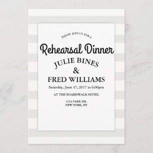 Invitation grise de dîner de répétition de rayure